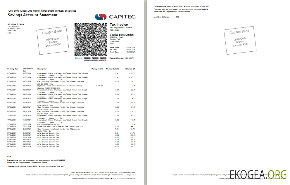 Afrique du Sud Capitec Bank st 2 pages scr